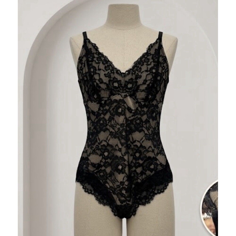 Popilush Lace Sculpting Bodysuit Nude Lined Tummy Control Shaper Top XL NWOT